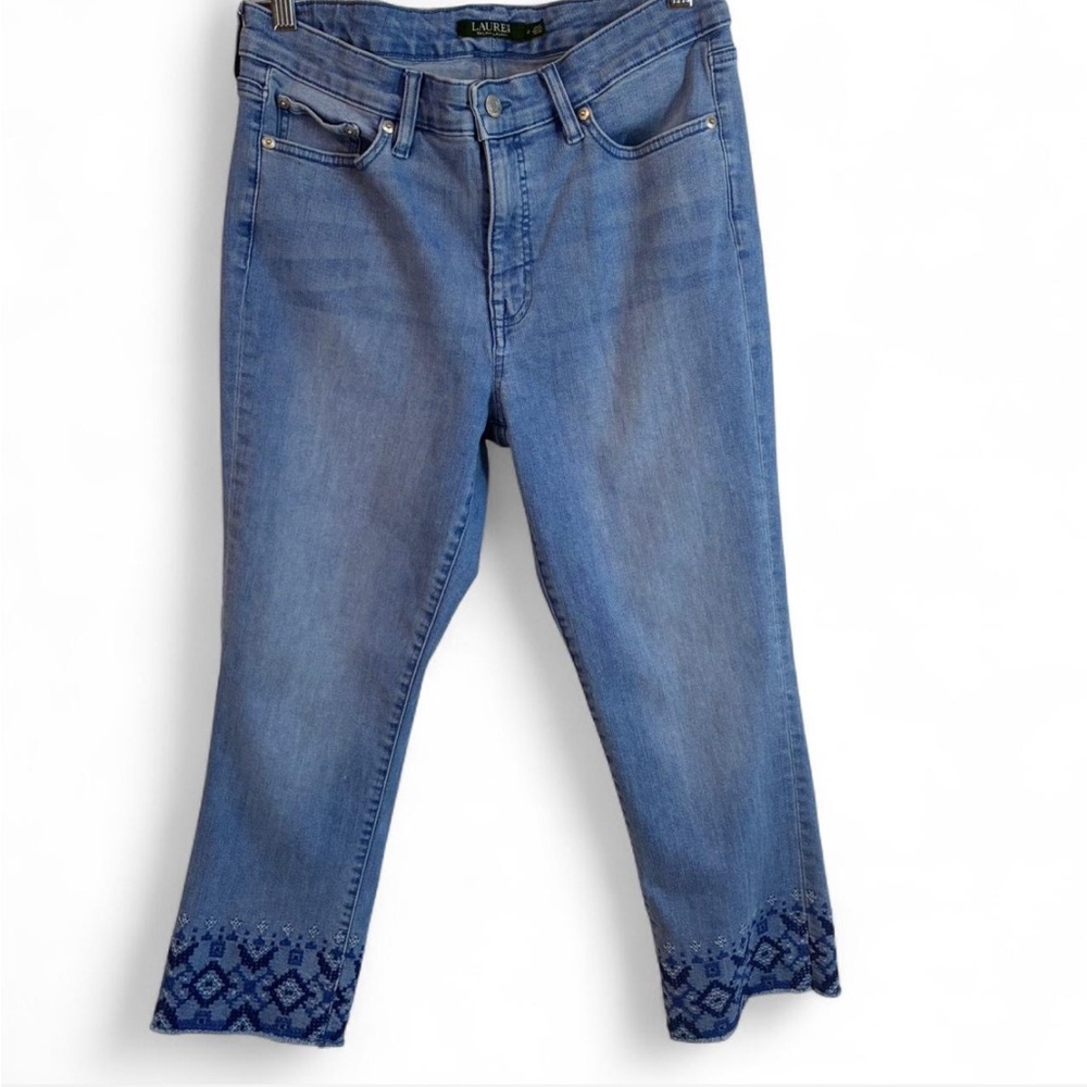 Ralph Lauren Blue Embroidered Jeans, Size 10